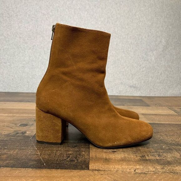 Free People Women’s Size 36.5 Cecile Suede Boots Brown Block Heel Booties - Picture 1 of 12